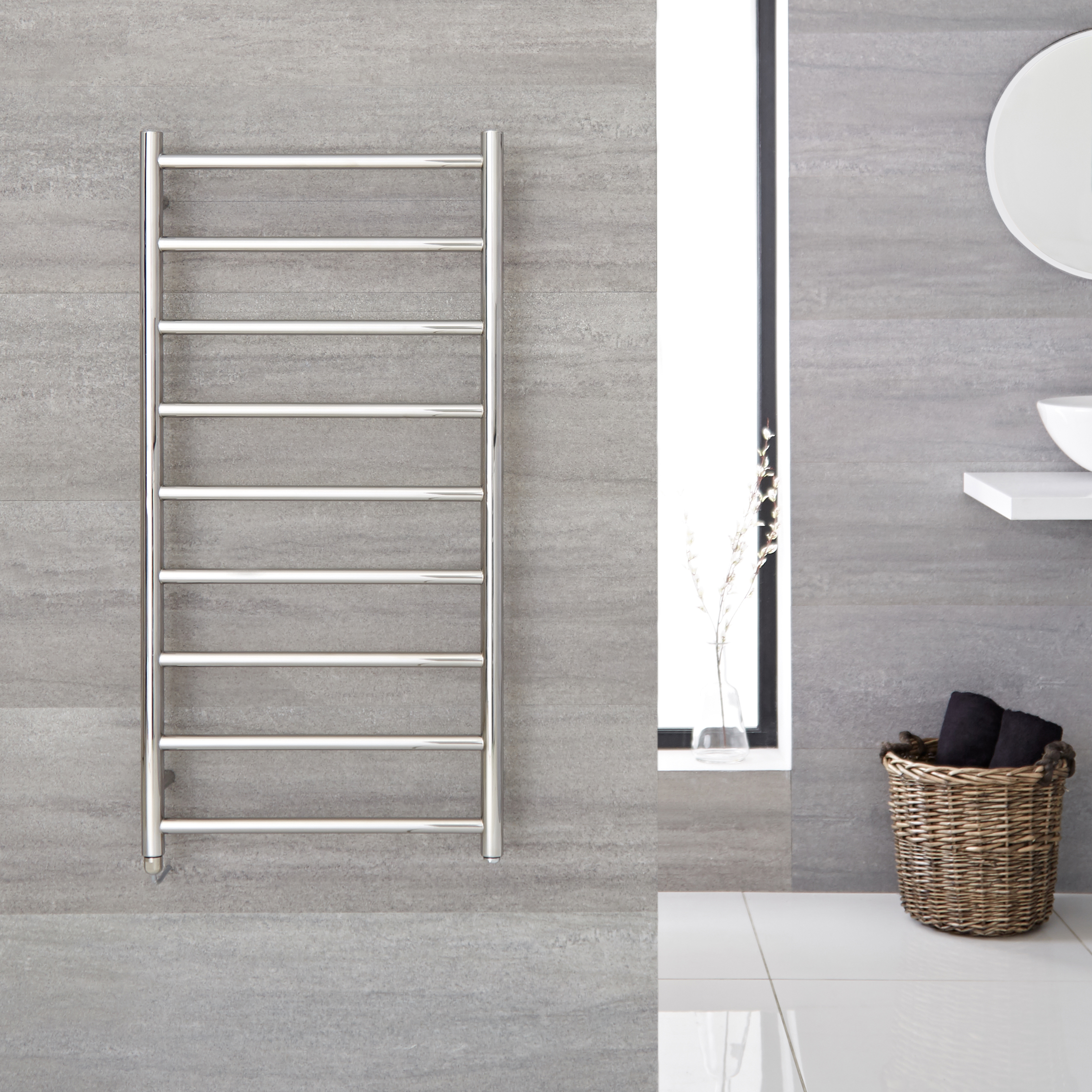 Quo Roestvrij Stalen Vlakke Elektrische Handdoekradiator - 60cm x 120cm