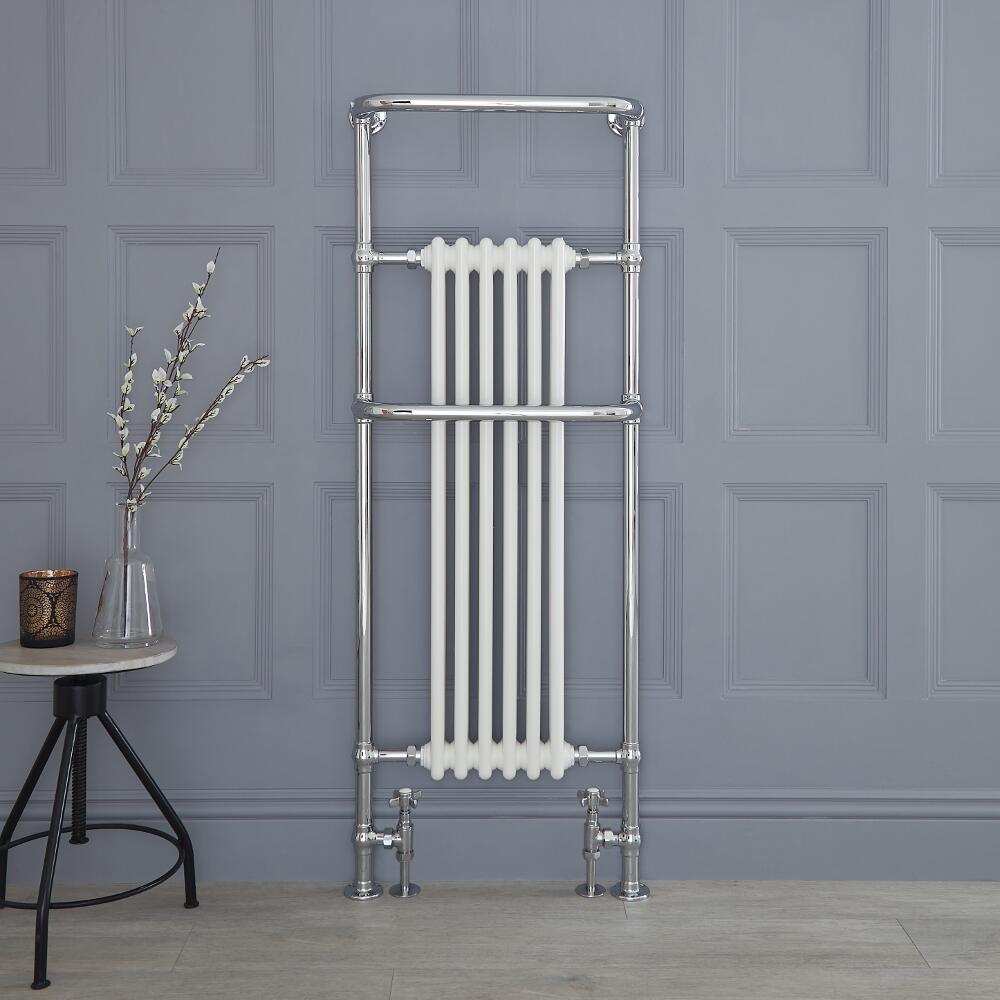 Brampton Handdoekradiator Klassiek Chroom en Wit 150cm x 57,5cm x 23,5cm 792 Watt