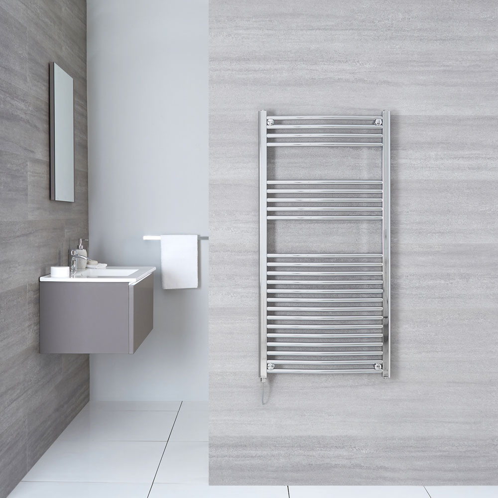 Ischia Gebogen Handdoekradiator Elektrisch Chroom 120cm x 60cm x 5cm