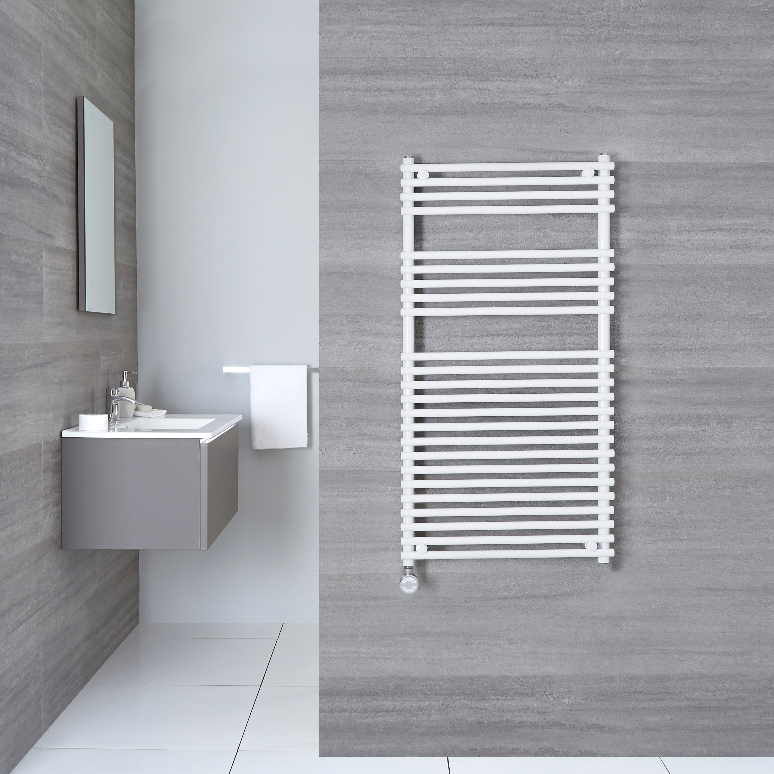 Handdoekradiator Elektrisch Thermostatisch Wit 115cm x 45cm | Ischia