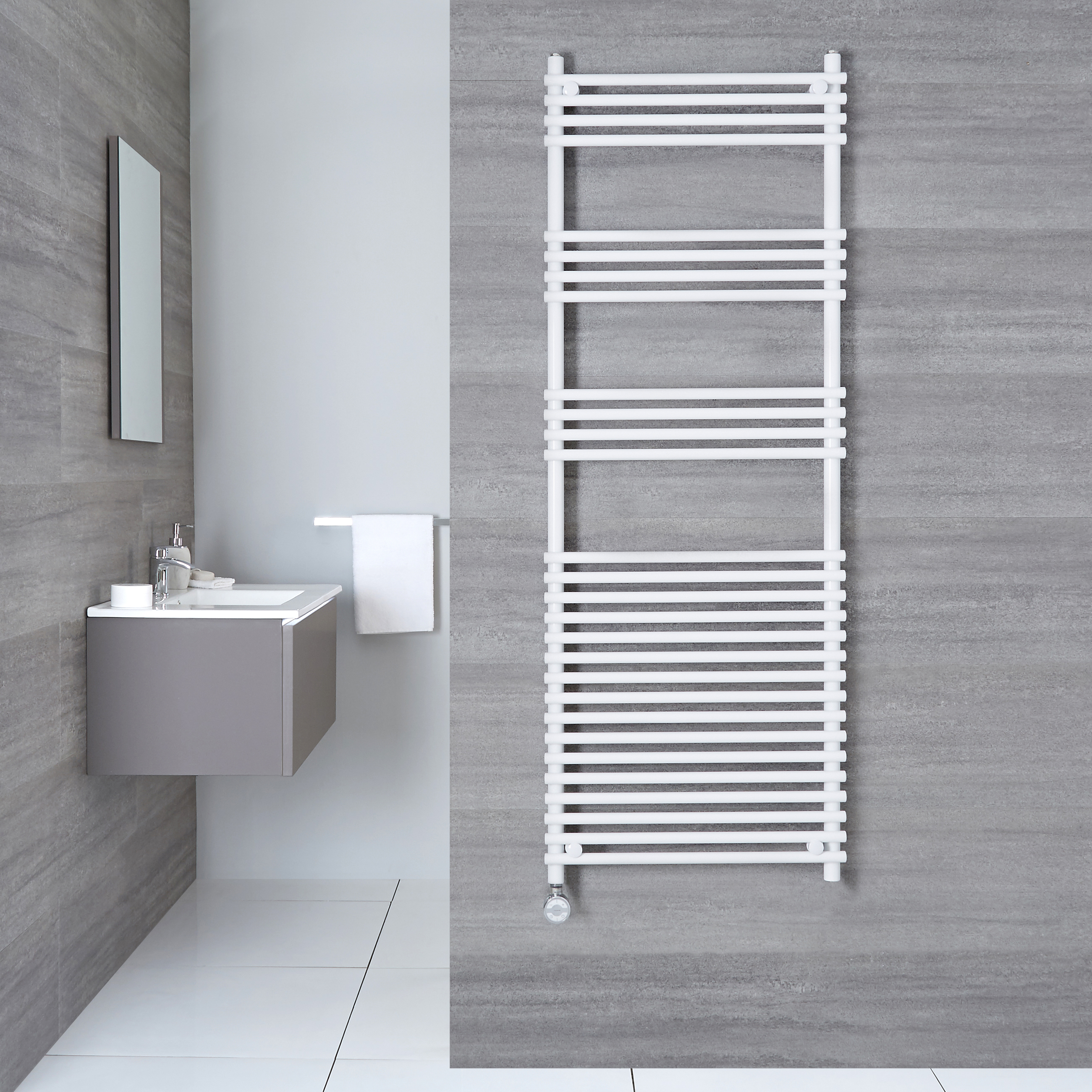 Handdoekradiator Elektrisch Thermostatisch Wit 165cm x 60cm | Ischia