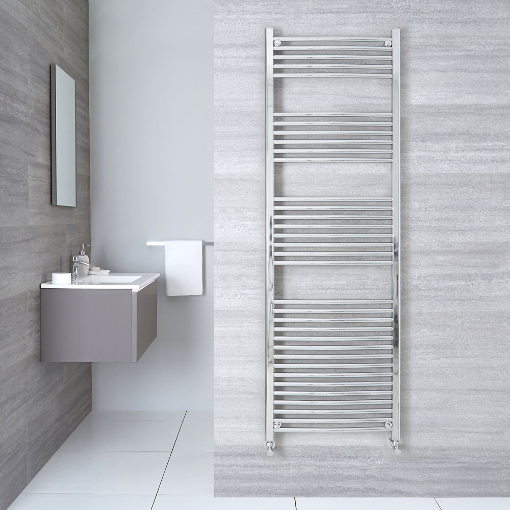 Ischia Gebogen Handdoekradiator Chroom 180cm x 50cm x 4,2cm 669 Watt