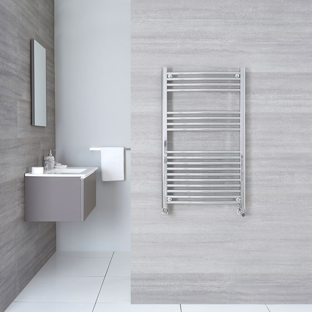 Ischia Gebogen Handdoekradiator Chroom 100cm x 60cm x 4,6cm 417 Watt