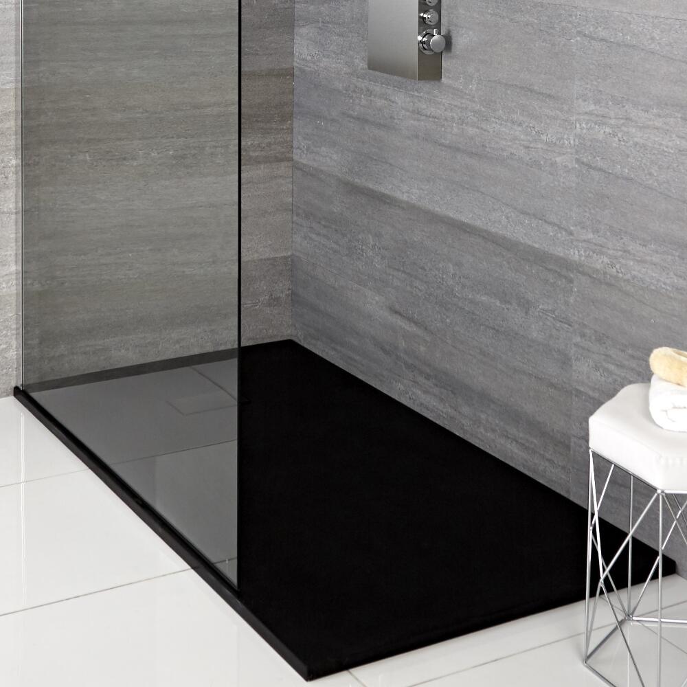 Hudson Reed rechthoekige douchebak met grafieten steeneffect afwerking - 140 x90 cm