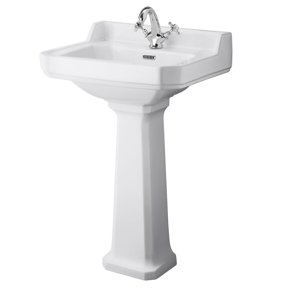 Wastafel met Zuil Carlton 1 Kraangat - 59,5cm