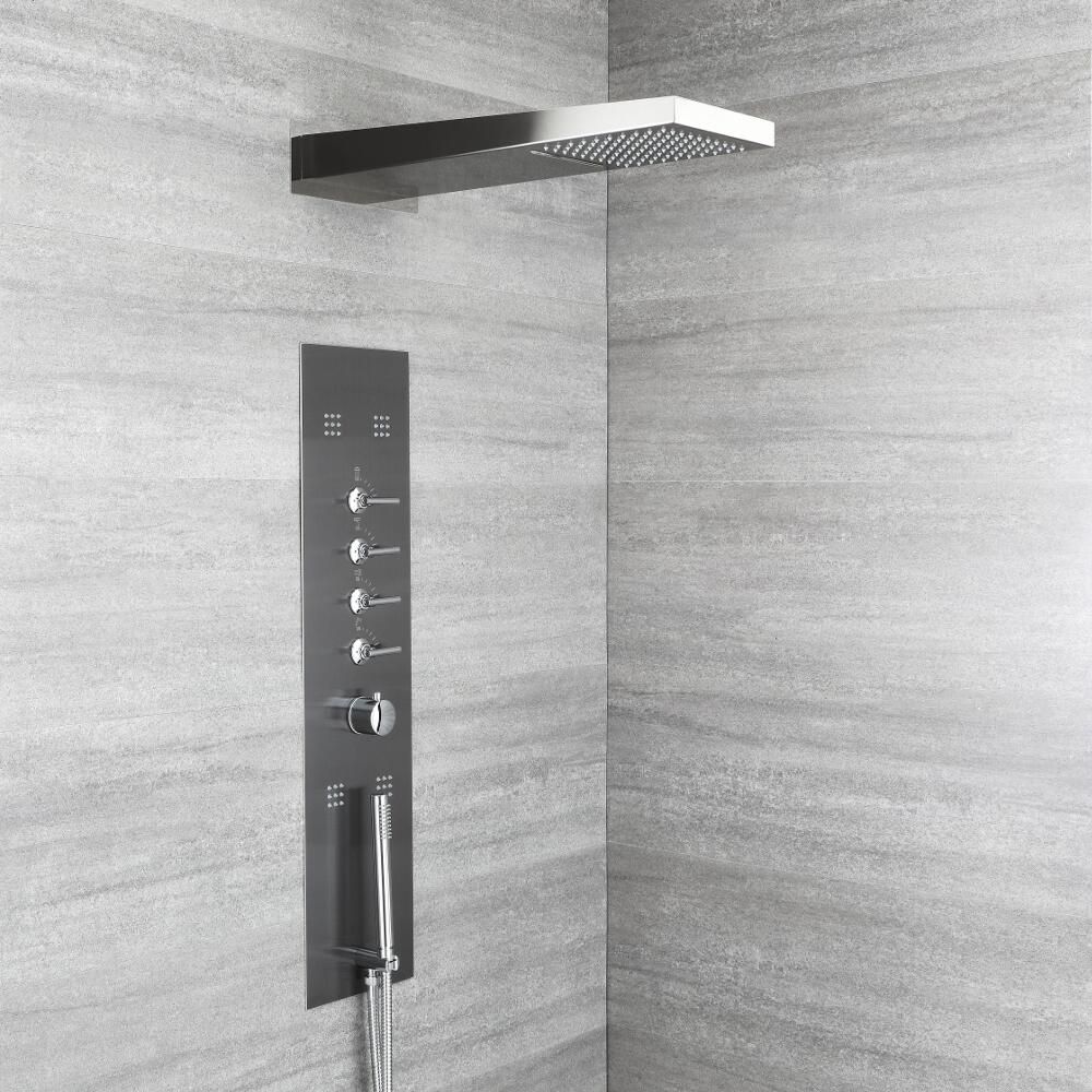 FLORA modern 2-delig rvs inbouw douchepaneel met waterval & regendouchekop