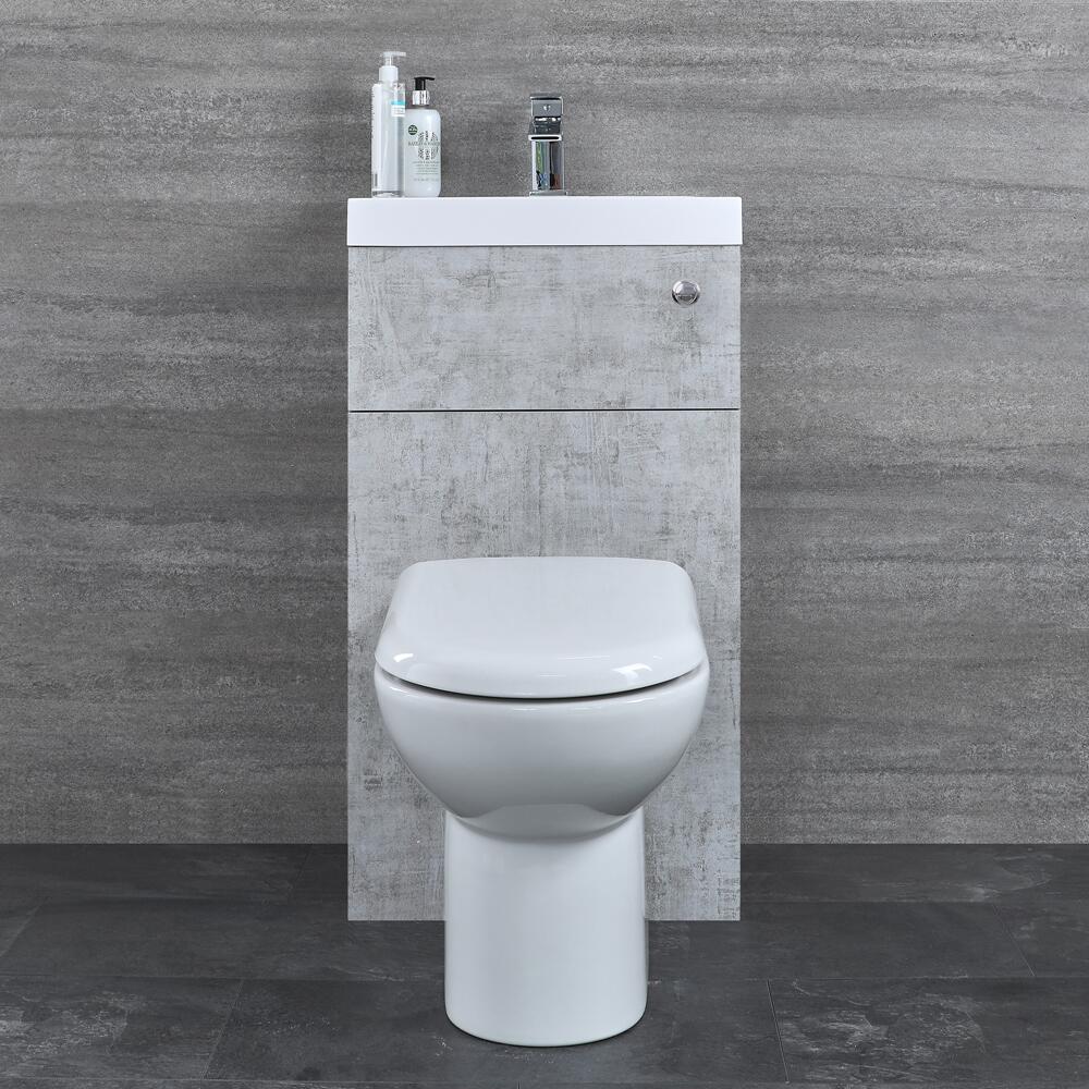 Toilet met ingebouwde wastafel - 50cm x 89cm x 89cm - Betongrijs