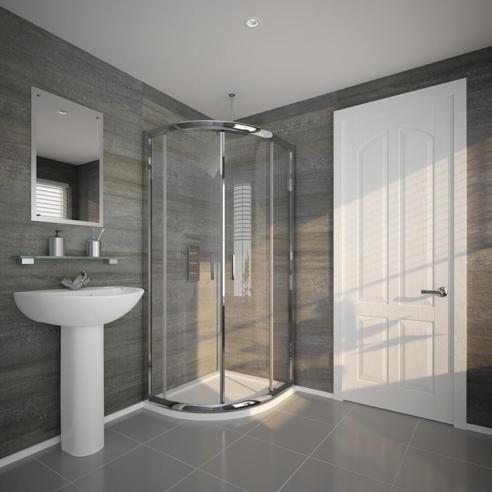 Portland Kwadrant Douche Schuifdeur - 6mm dik veiligheidsglas - 195cm x 80cm