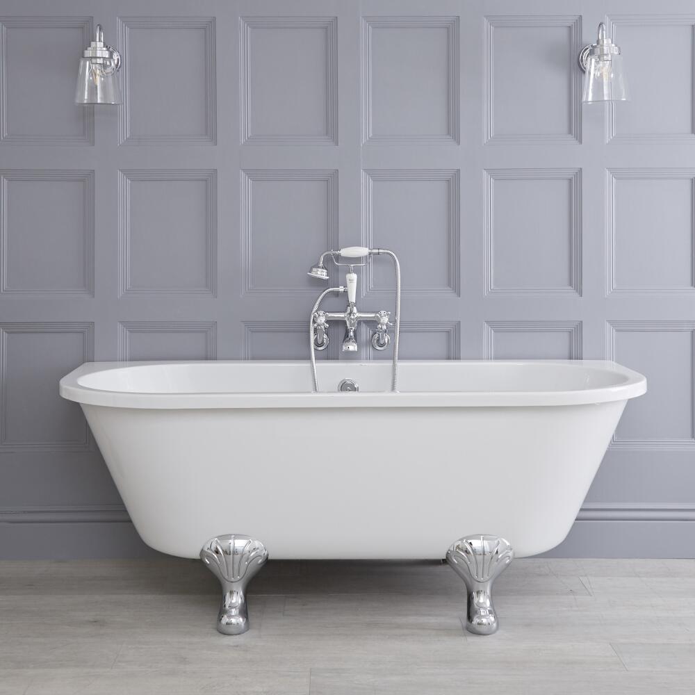 Traditioneel Vrijstaand bad - Uiterst geschikt voor plaatsing TEGEN muur - 169cm x 74,5cm x 65cm