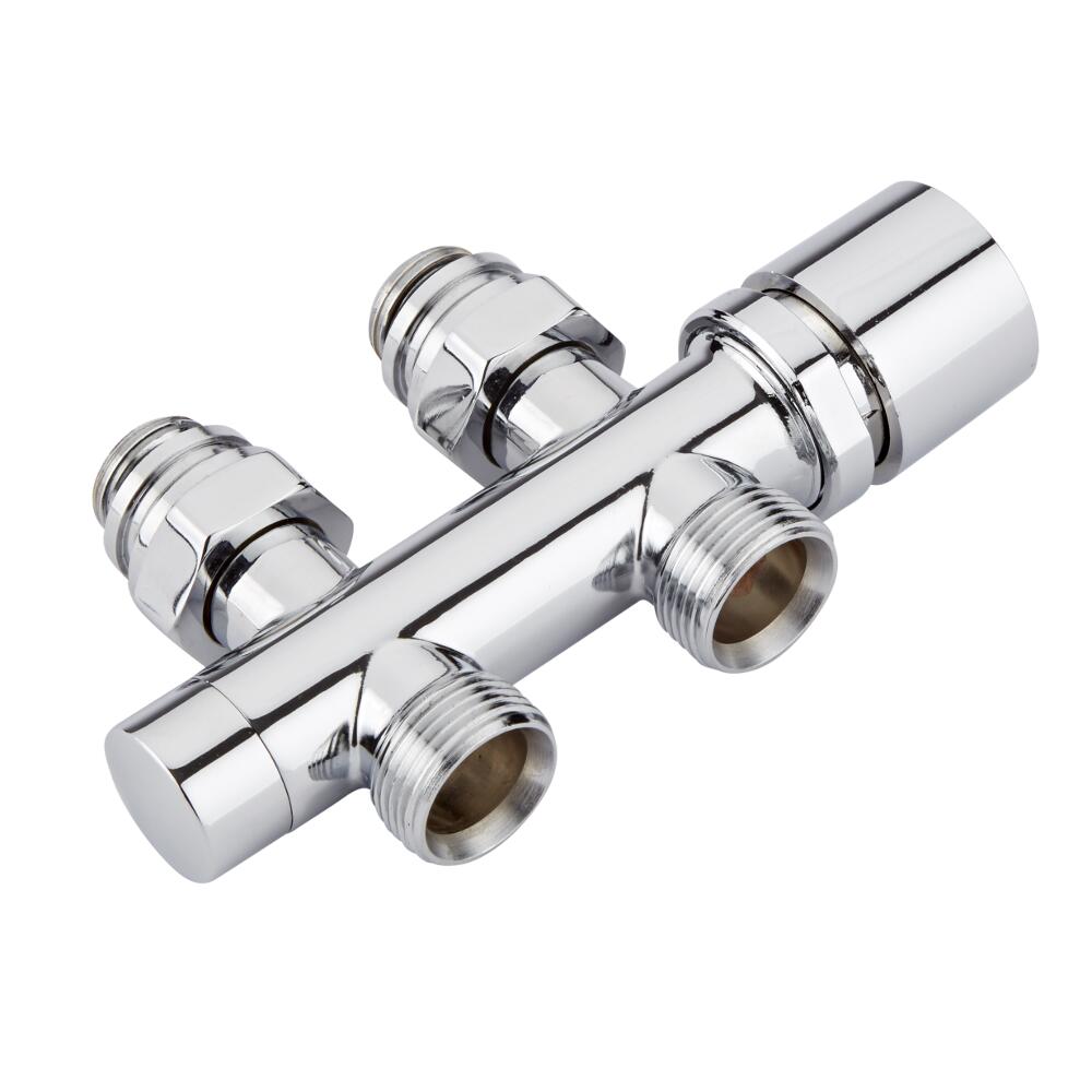 H-Blok 2-pijps Thermostatische Radiatorkraan Recht 3/4'' Mannelijk Wit met Keuze uit Adapter