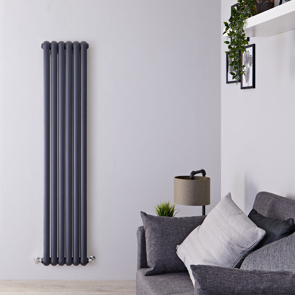 Saffre Designradiator Verticaal Klassiek Antraciet 150cm x 38,3cm x 8cm 1258 Watt