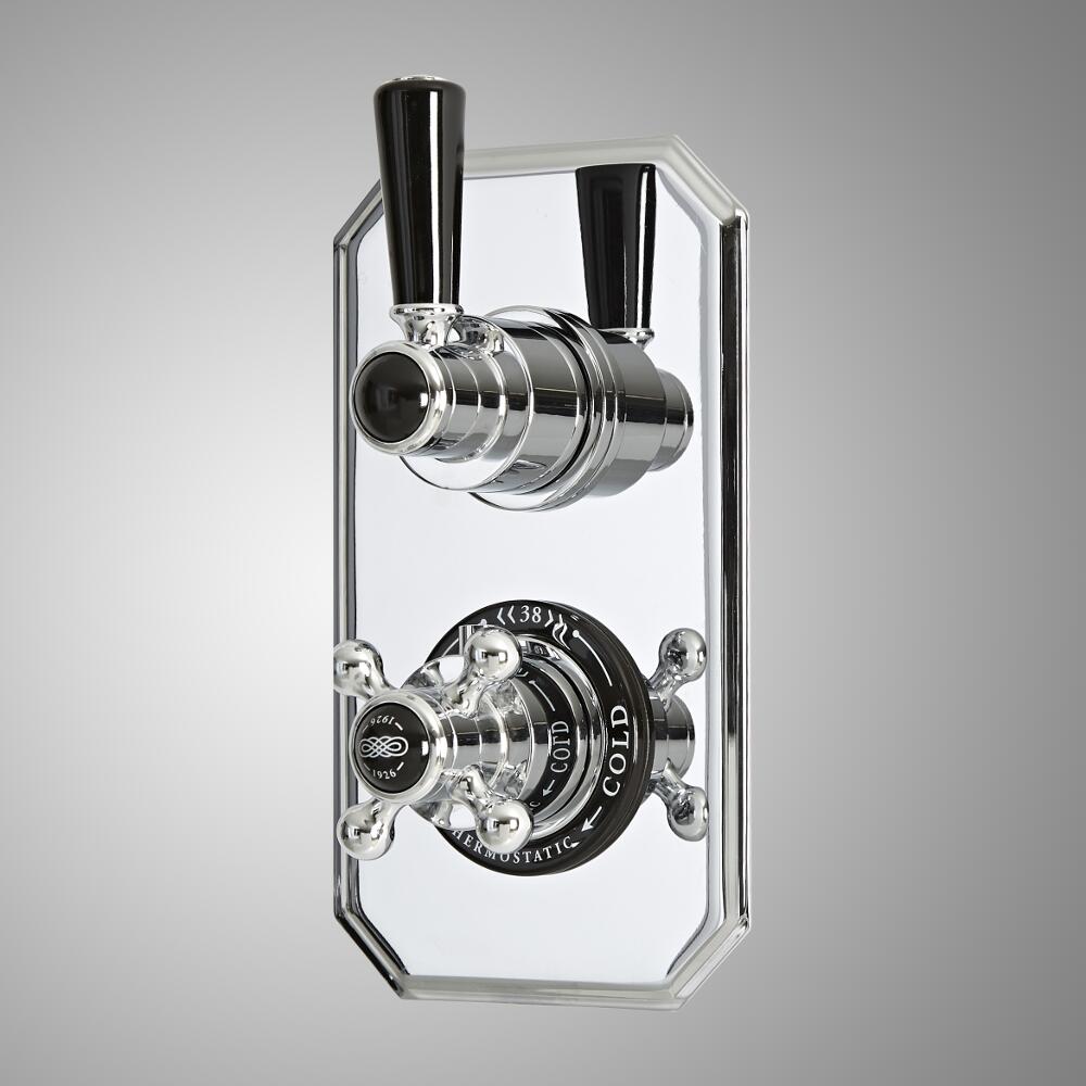 Douchekraan Thermostatisch Inbouw 2-Weg Klassiek met Omstel Chroom en Zwart | Elizabeth