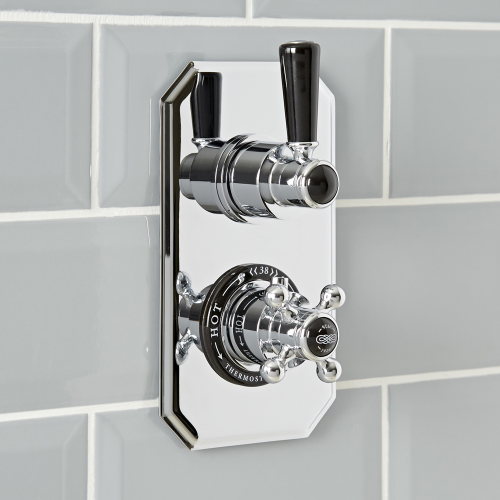 Douchekraan Thermostatisch Inbouw 1-Weg Klassiek Chroom en Zwart | Elizabeth