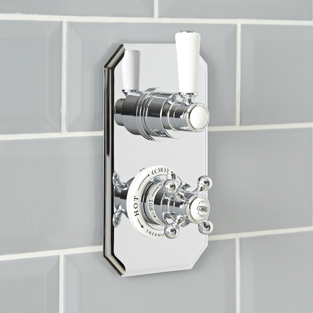 Douchekraan Thermostatisch Inbouw 1-Weg Klassiek Chroom en Wit | Elizabeth