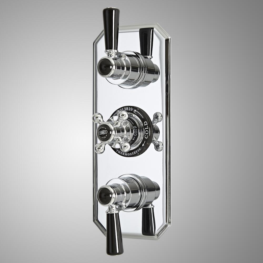 Douchekraan Thermostatisch Inbouw 2-Weg 3-Greeps Klassiek Chroom en Zwart | Elizabeth