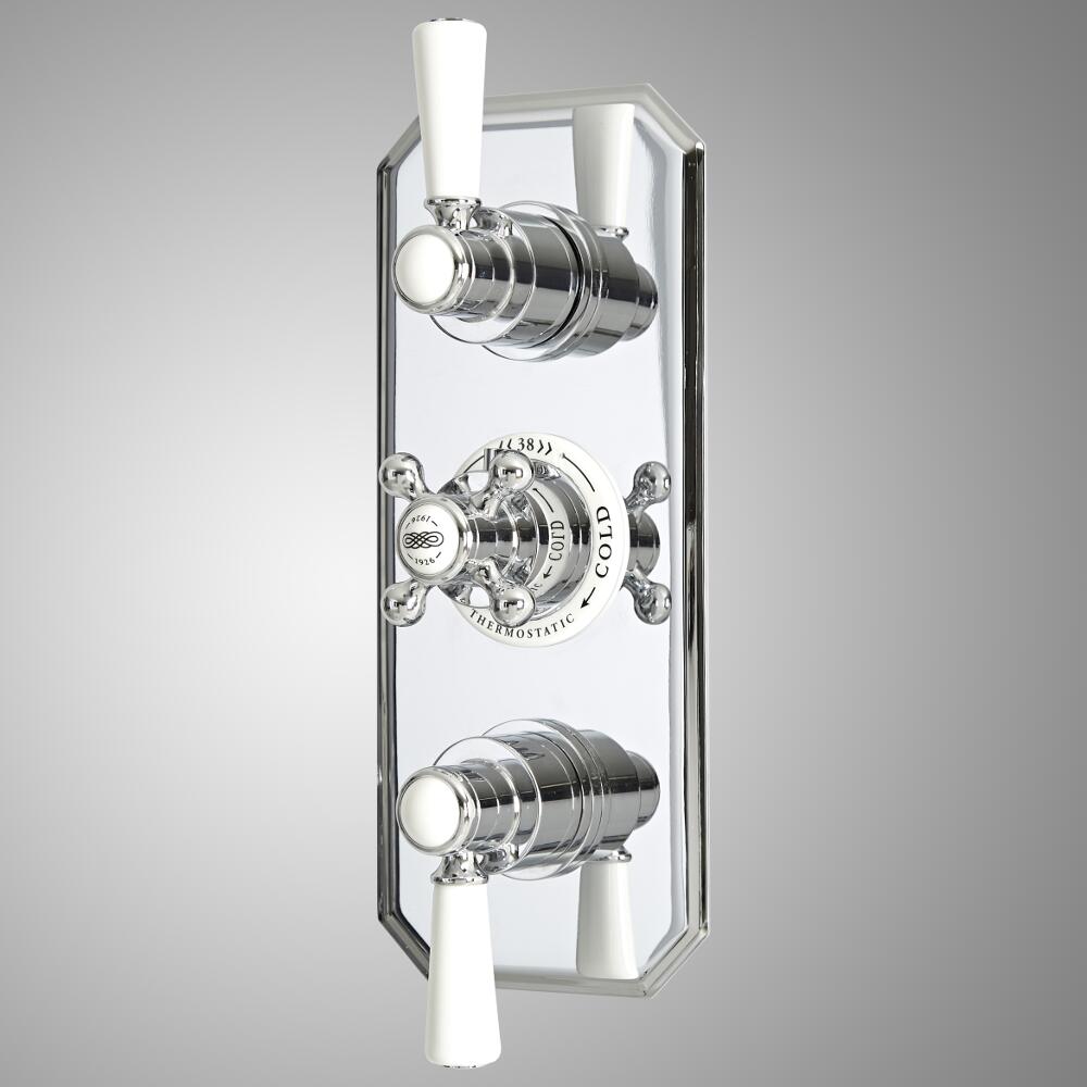 Douchekraan Thermostatisch Inbouw 3-Weg 3-Greeps Klassiek met Omstel Chroom en Wit | Elizabeth