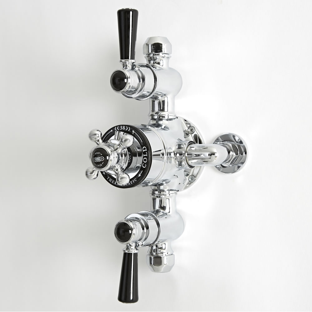 Douchekraan Thermostatisch Opbouw 2-Weg 3-Greeps Klassiek Chroom en Zwart | Elizabeth