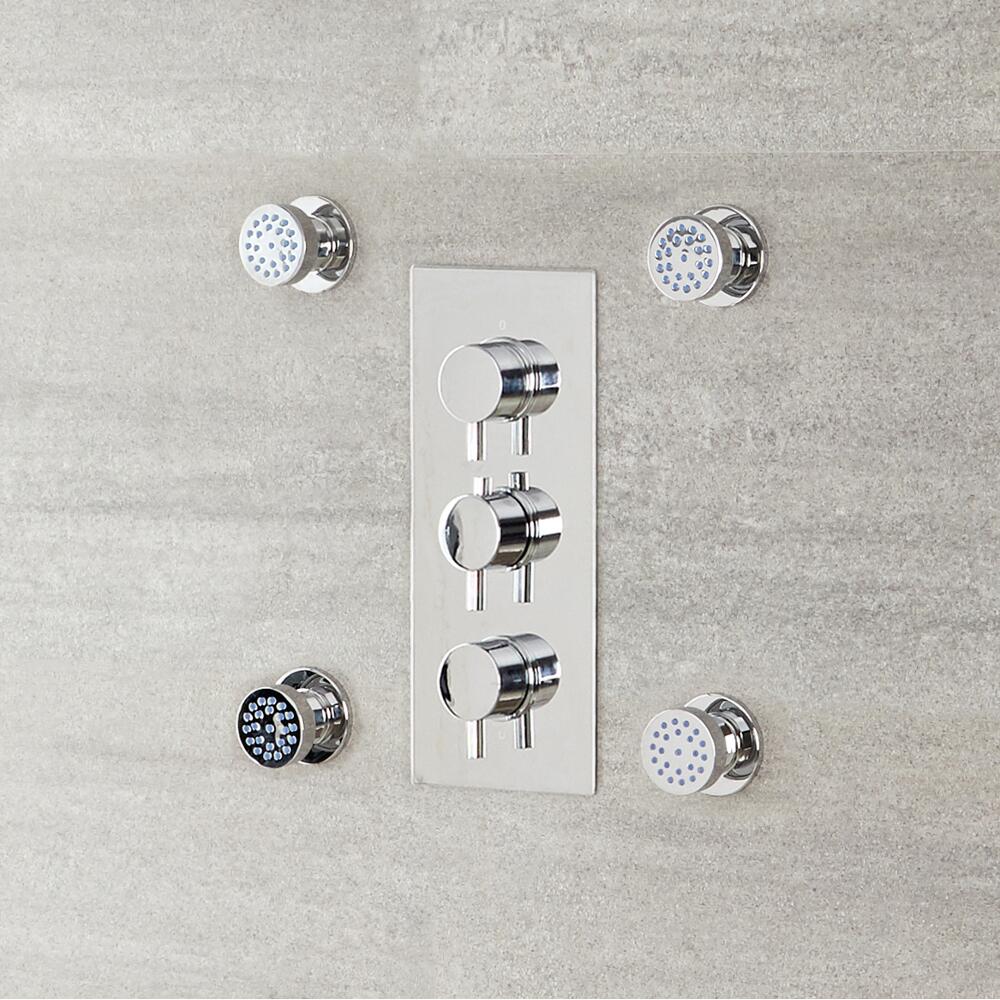 4 x Ronde Verchroomde Massief Messing Zijdouche