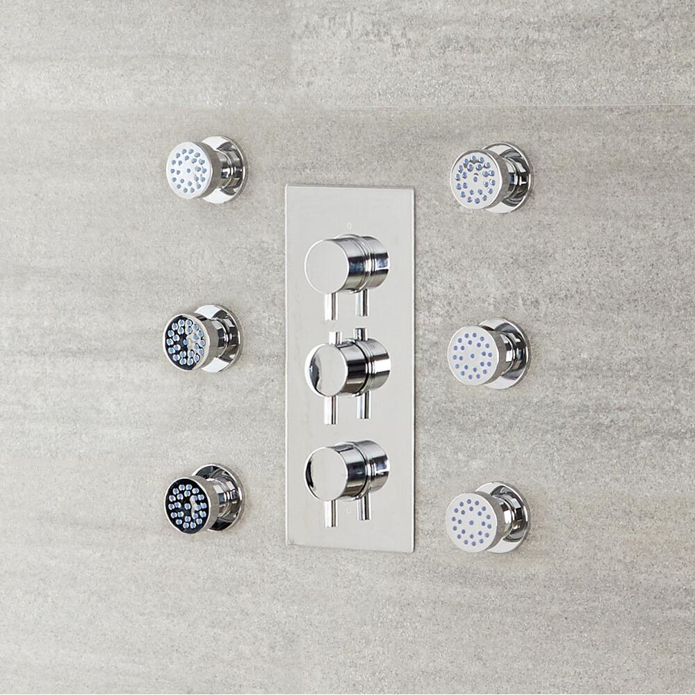 6 x Ronde Verchroomde Massief Messing Zijdouche