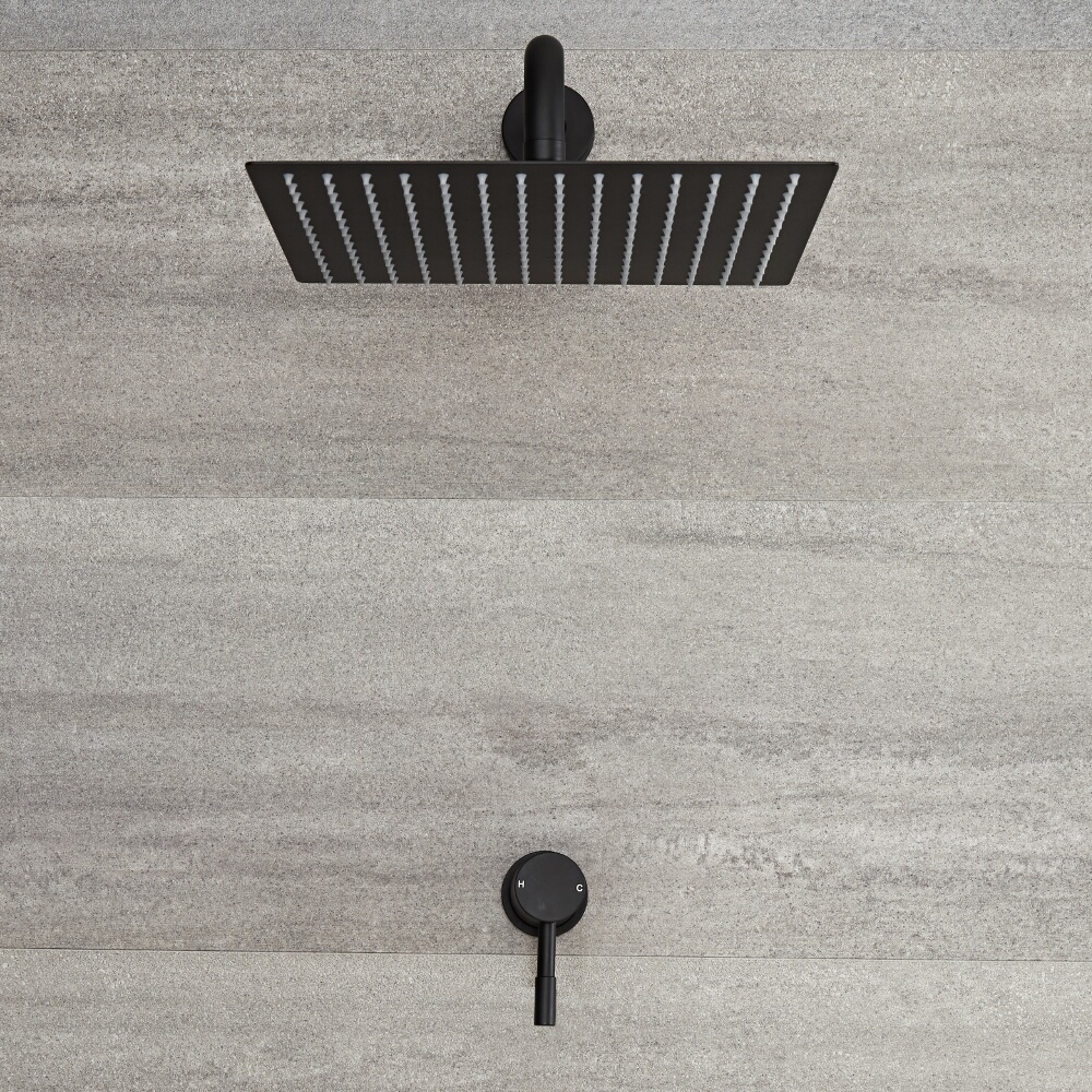 Nox Inbouw Douchemengkraan & Vierkante Douchekop 30 x 30cm Zwart