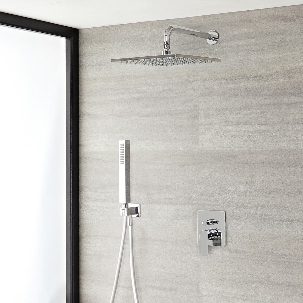 Harting Handmatige Omstelling Douchekraan met 300 mm Vierkante Kop en Handdouche - Chroom