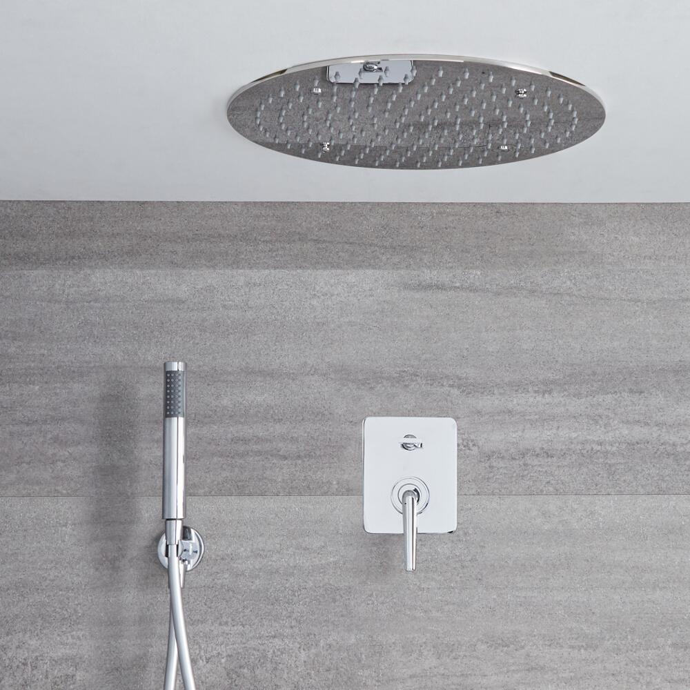 Ora 2-weg Inbouw Douchemengkraan met 40cm Ronde Verzonken Douchekop en Handdouche - Chroom