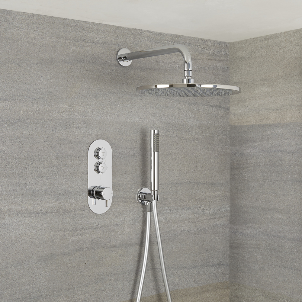 Idro 2-weg Thermostatische Drukknop Douche Handouche Combi en 30cm Regendouchekop
