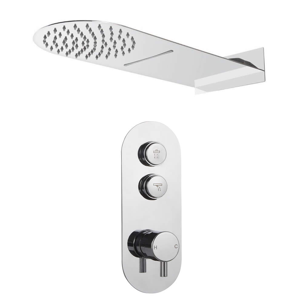 Idro 2-weg Thermostatische Drukknop Douchekraan Handouche Combi & Regen/Watervaldouchekop