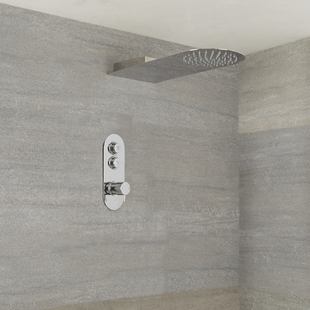 Idro 2-weg Thermostatische Drukknop Douchekraan Handouche Combi & Regen/Watervaldouchekop
