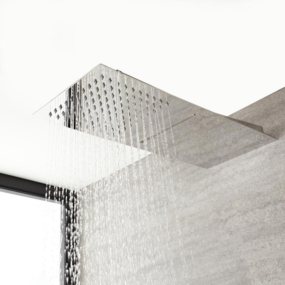 Moderne Regendouche met Waterval Messing Chroom 50cm x 20cm | Kubix
