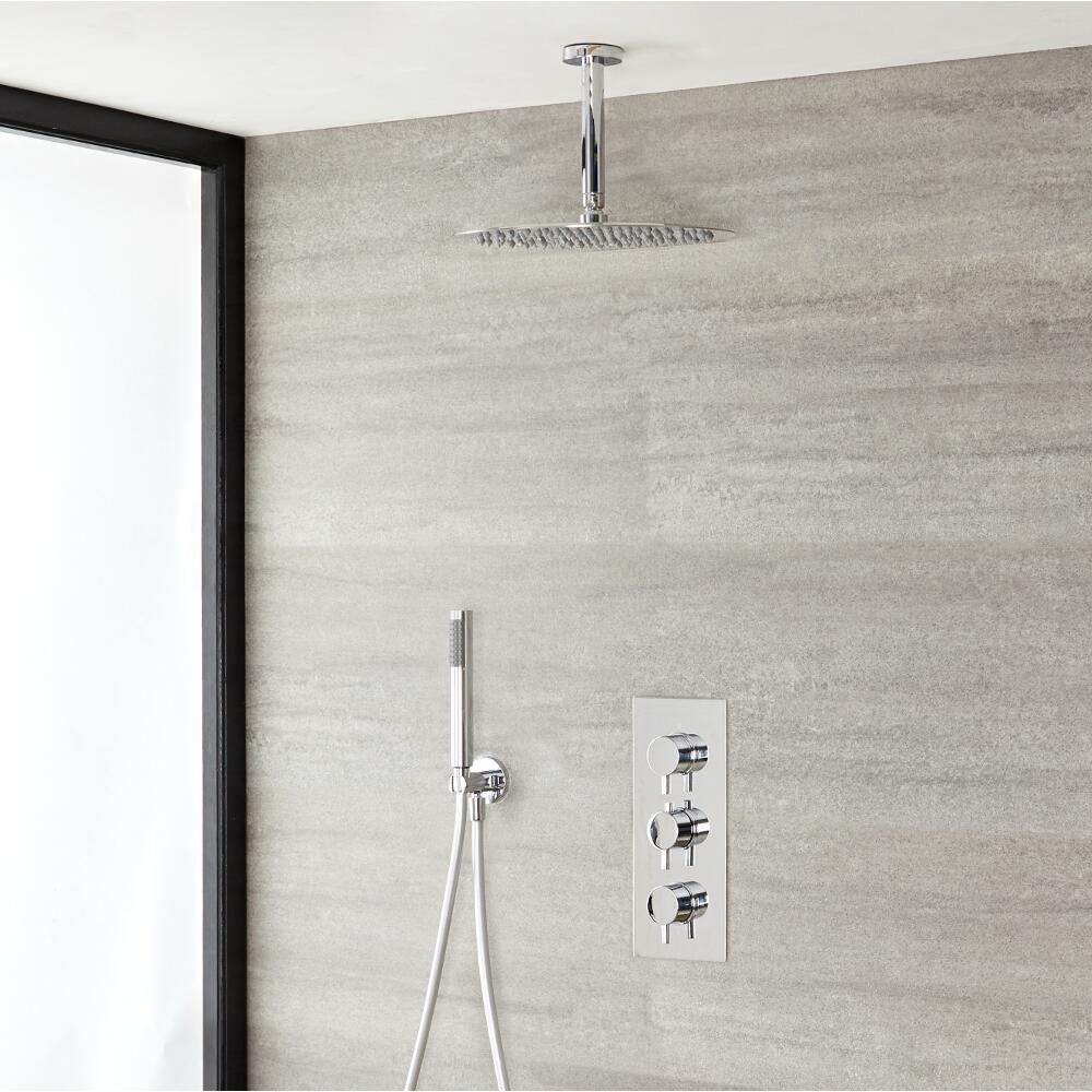 Doucheset 2-Weg Thermostatische Douchekraan 30cm Douchekop Plafondbevestiging & Handdouche - Modern