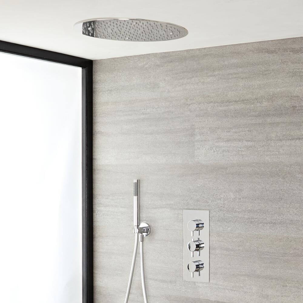 Doucheset 2-Weg Thermostaatkraan met Regendouchekop 40cm + Handdouche - Modern