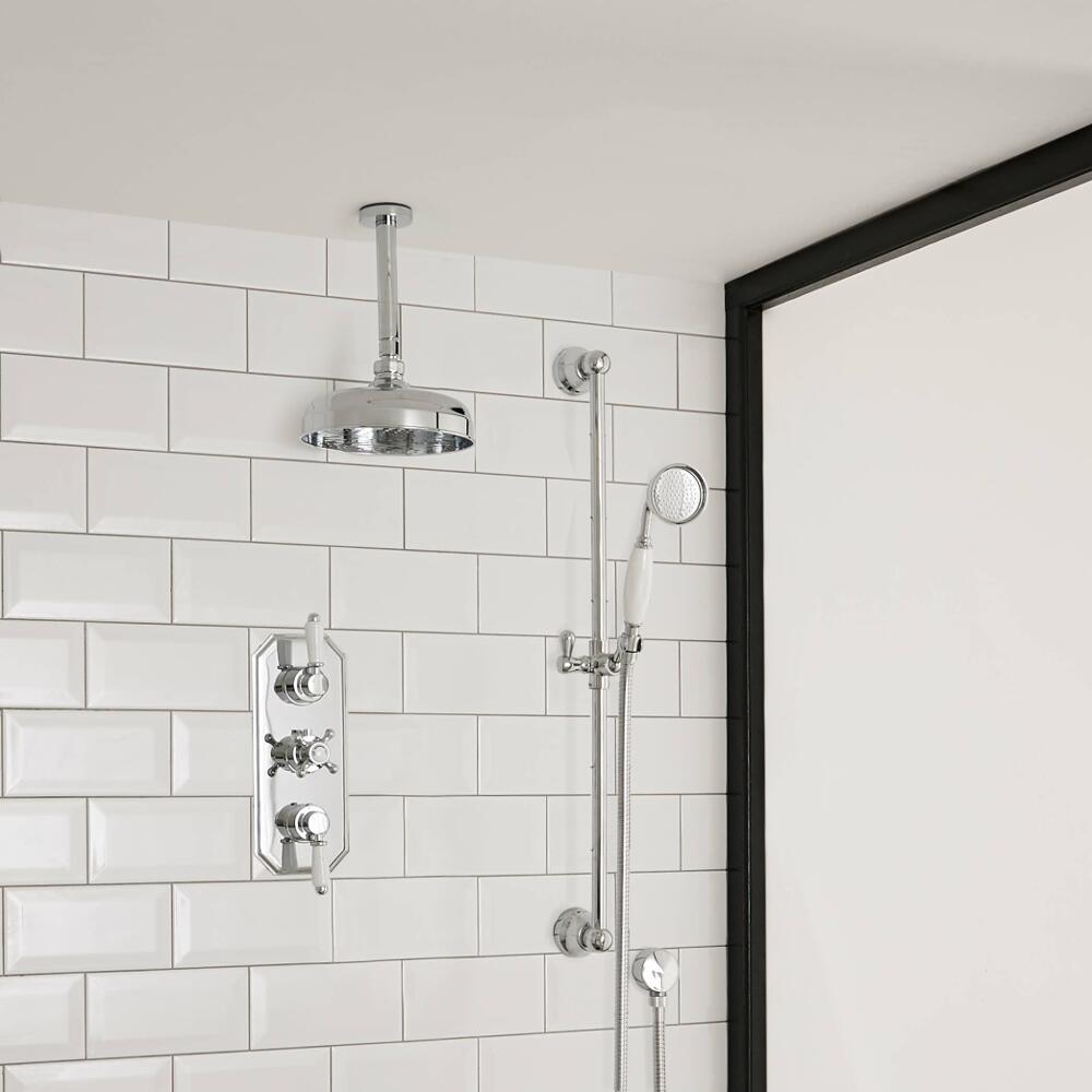 Klassieke Doucheset 2-Weg Thermostatische Douchekraan Met Regendouchekop 30cm & Glijstangset