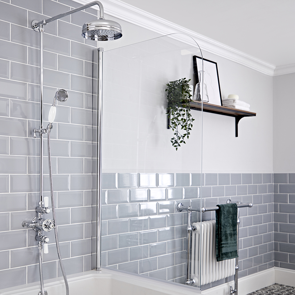 Douchekolom Klassiek Opbouw 3-Greeps 2-Weg Thermostatisch Douchekop 19cm Rond Handdouche Chroom en Wit | Elizabeth