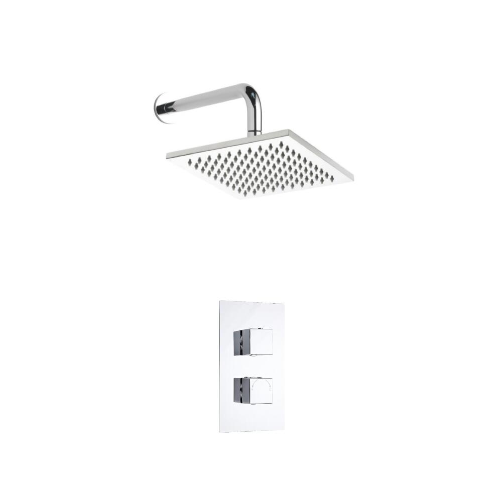 Hudson Reed vierkante 2 weg thermostatische douchekraan 200mm douchekop en wandbevestiging