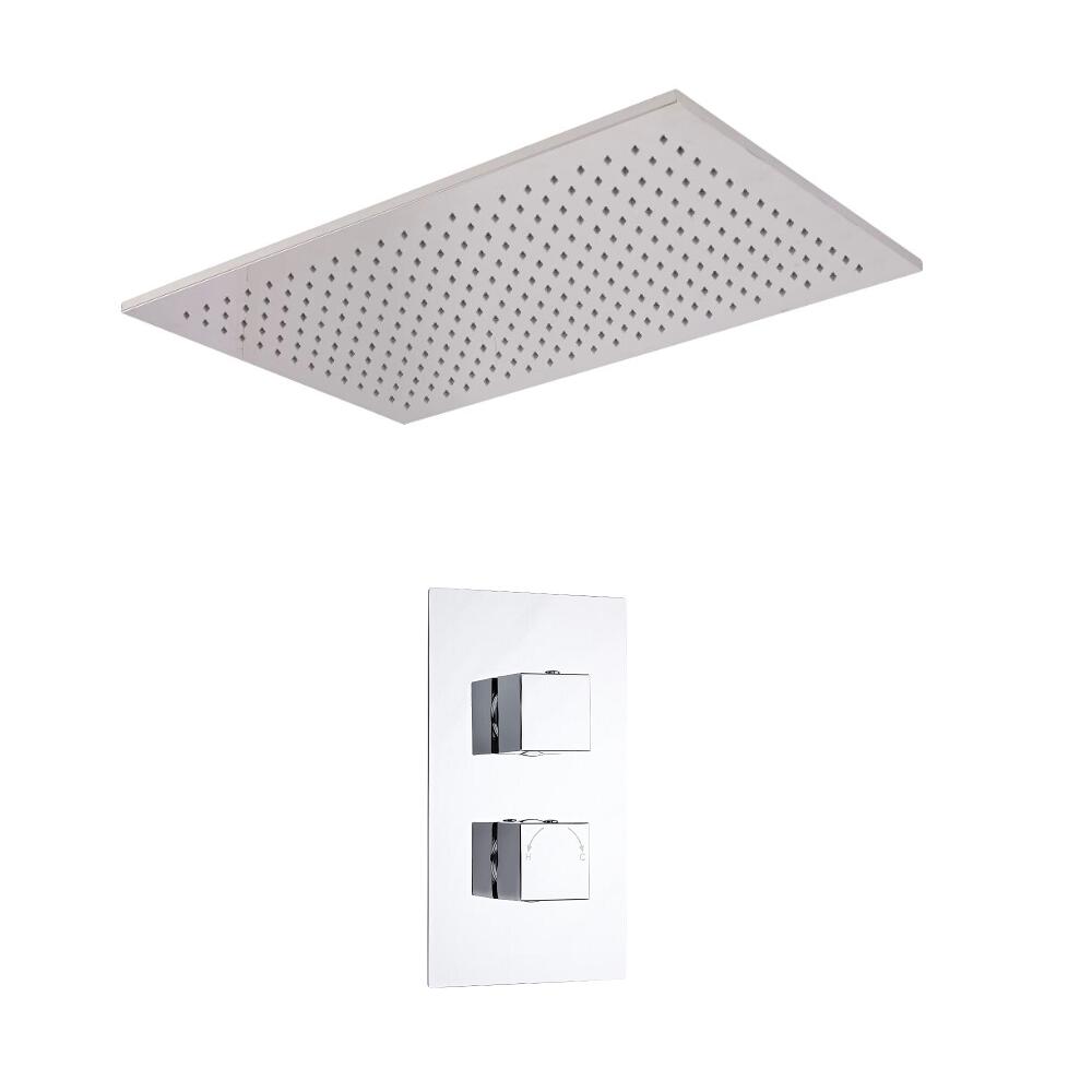 Hudson Reed vierkante 2 weg thermostatische douchekraan 800x500mm inbouwdouchekop
