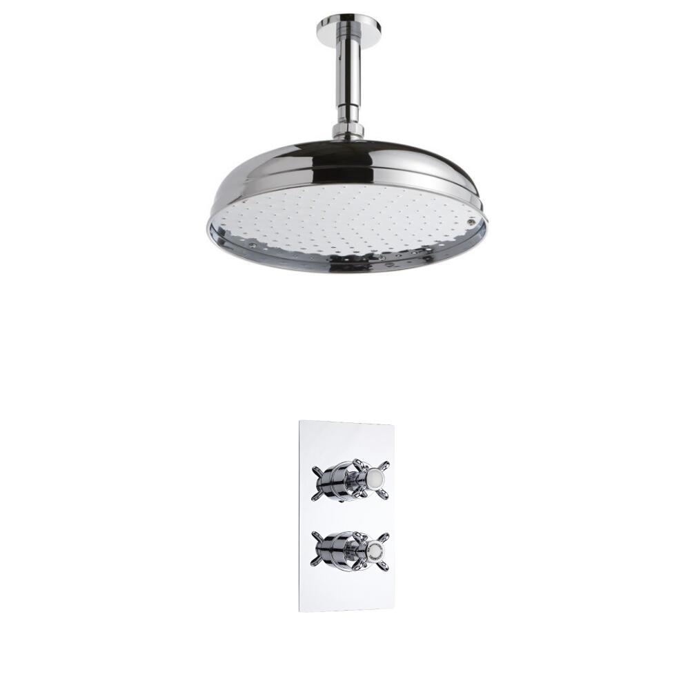 Hudson Reed traditionele thermostatische douchekraan, 300mm douchekop en plafondbevestiging