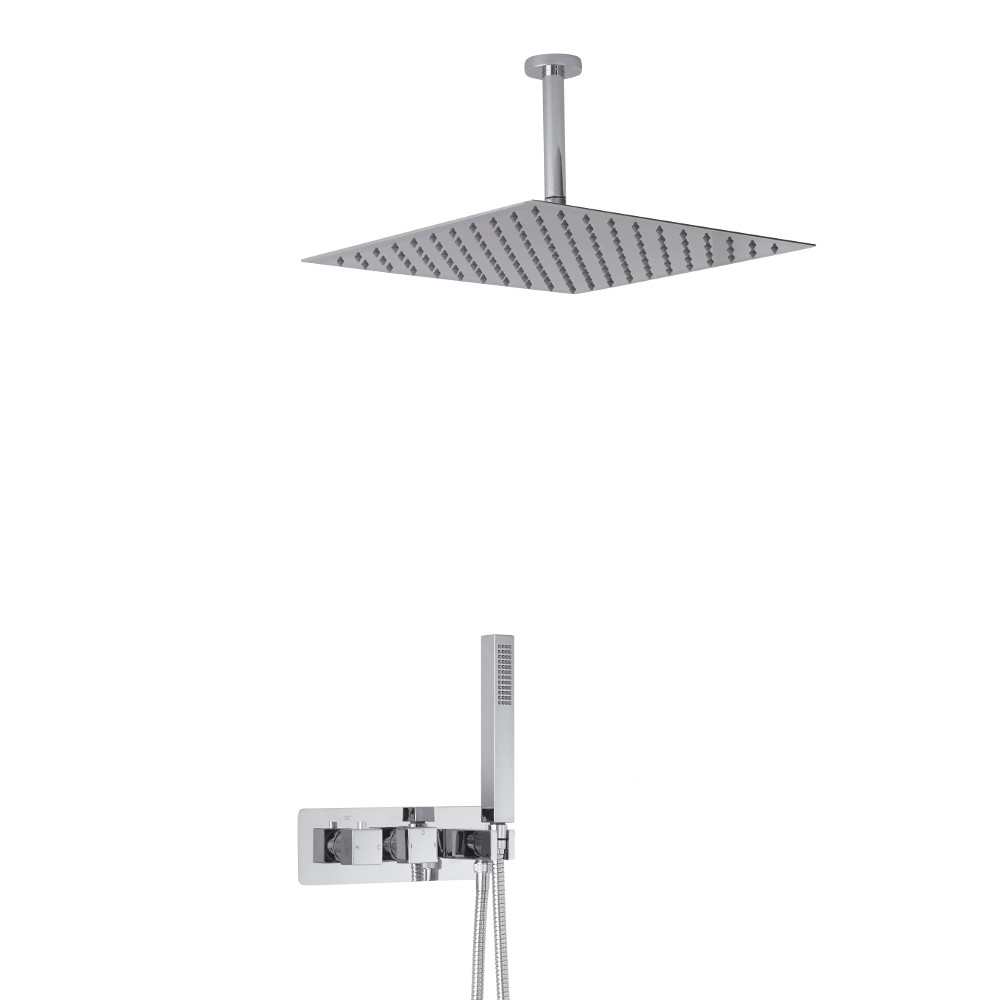 Arvo 2-weg Inbouw Thermostaatkraan 40 x 40cm Douchekop en Handdoucheset