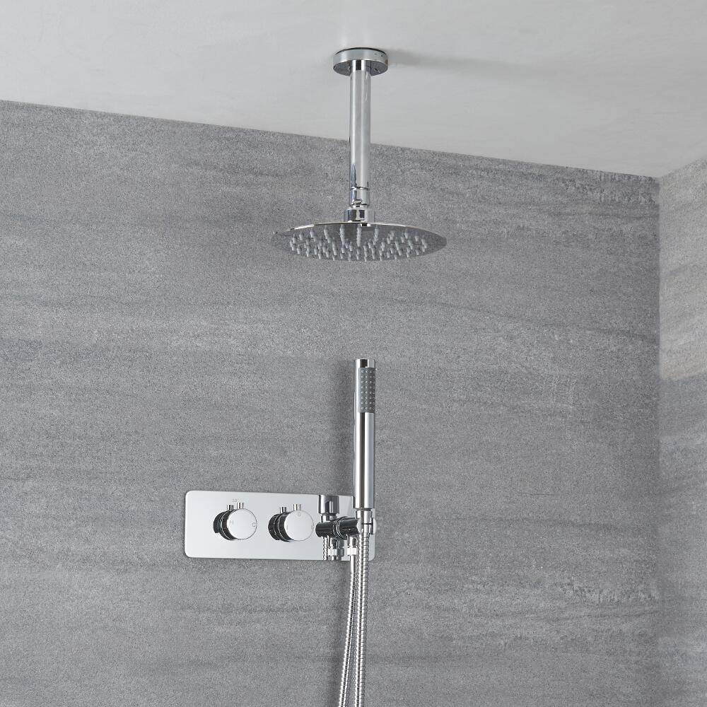 Mirage 2-weg Inbouw Thermostaatkraan d. 30cm Plafond Douchekop en Handdoucheset