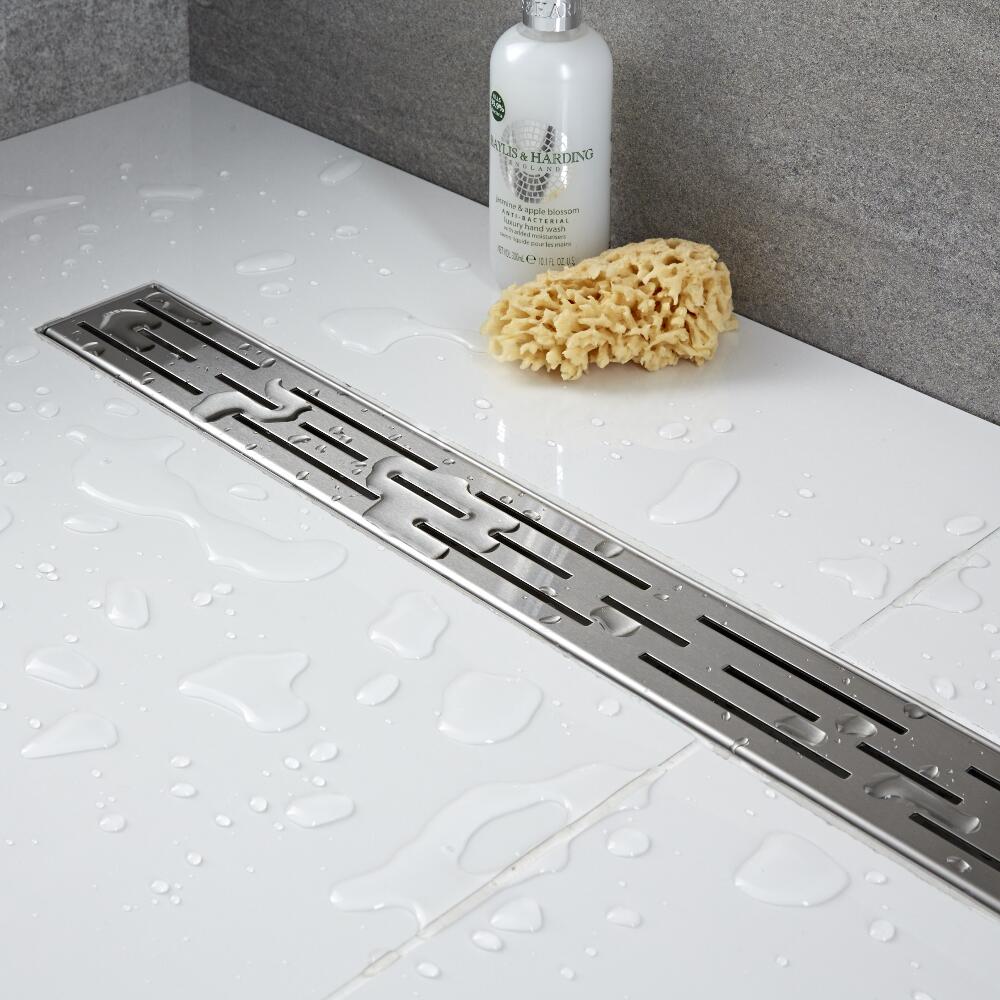 Douchegoot met Onderuitloop RVS 120cm x 7cm x 8cm