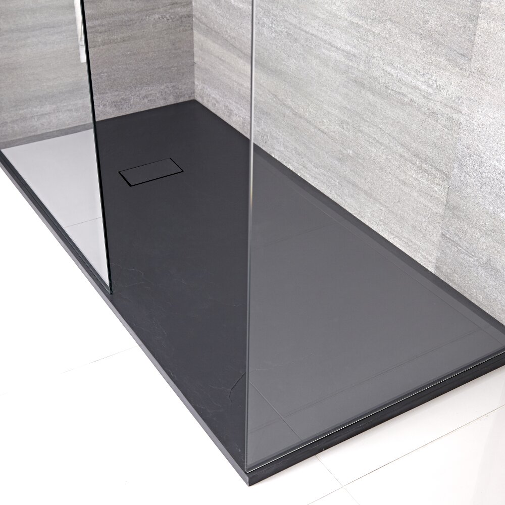 Kunststenen Douchebak + Doucheputje Rechthoek 170cm x 80cm x 3cm Antraciet