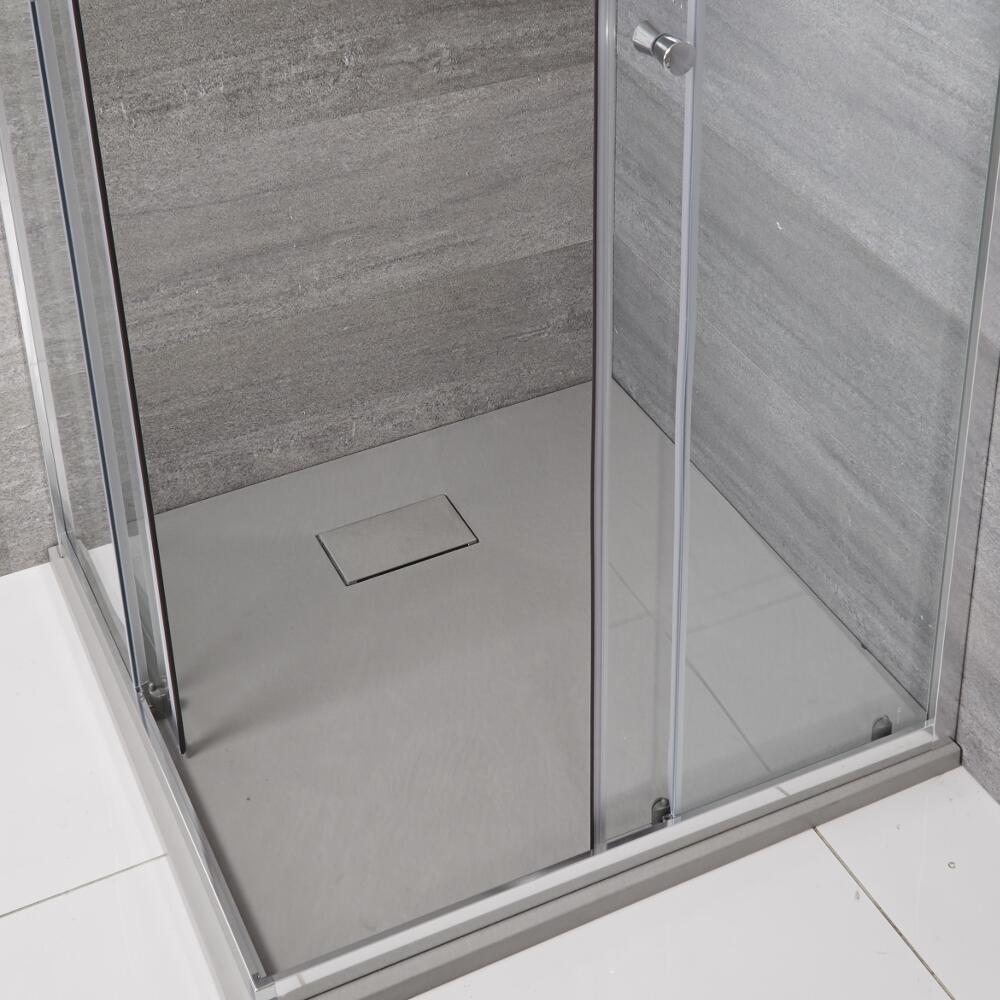Douchebak Vierkant Lichtgrijs Steeneffect 90 x 90cm|Rockwell