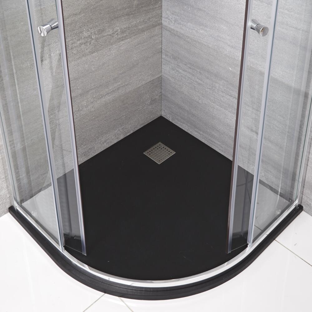 Hudson Reed kwadrant douchebak met grafieten steeneffect afwerking - 80 cm
