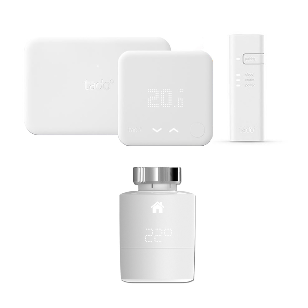 Tado° Slimme Thermostaat Starters- & Extensiekit V.3 incl Radiatorknop Horizontaal Wit