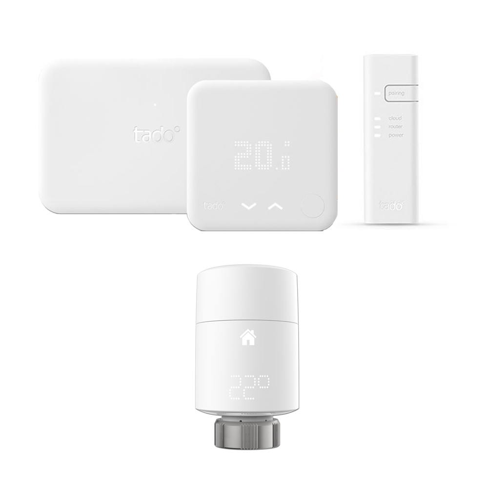 Tado° Slimme Thermostaat Starters- & Extensiekit V.3 incl Radiatorknop Verticaal Wit