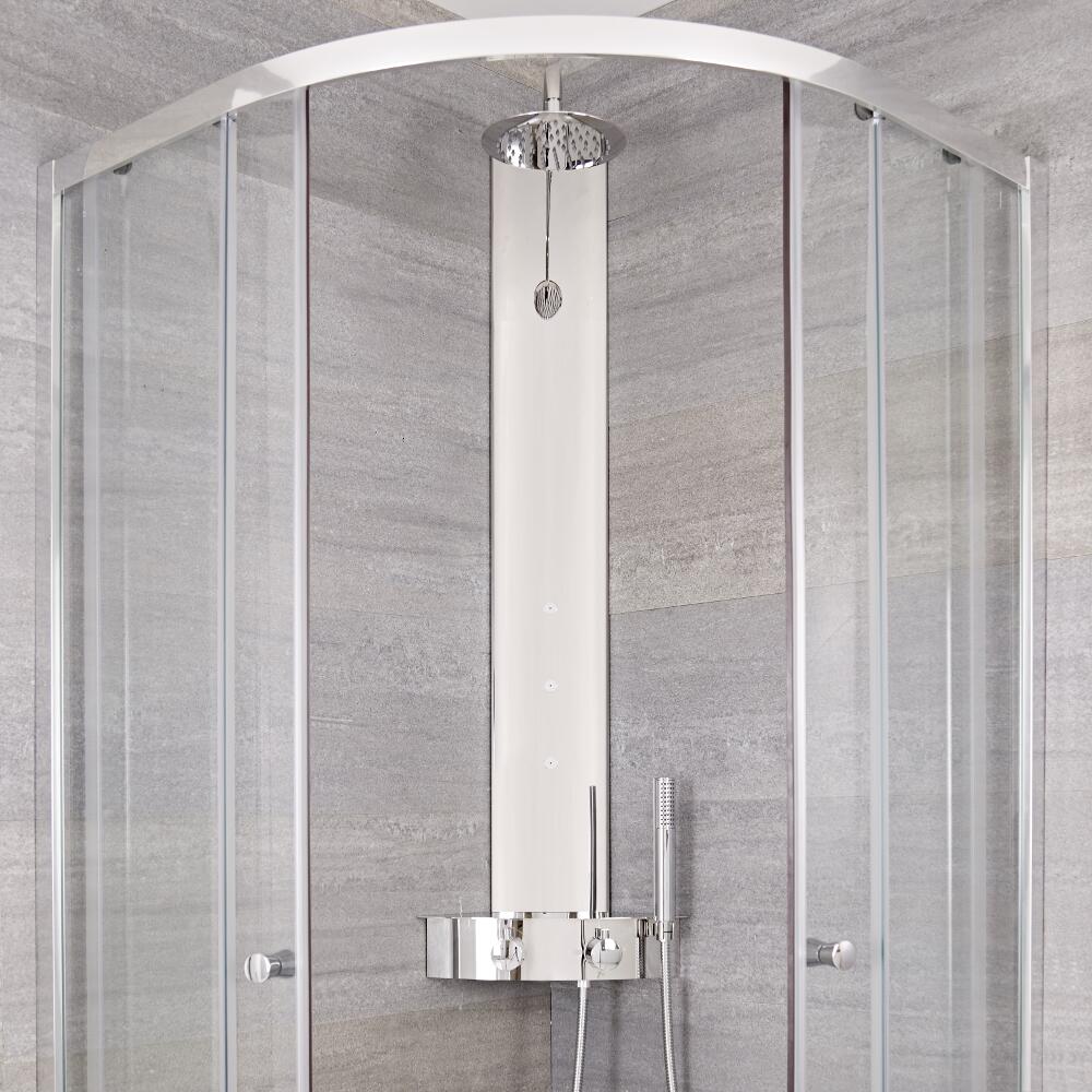 Earby Thermostatische Hoekdouchetoren Douchepaneel 130cm
