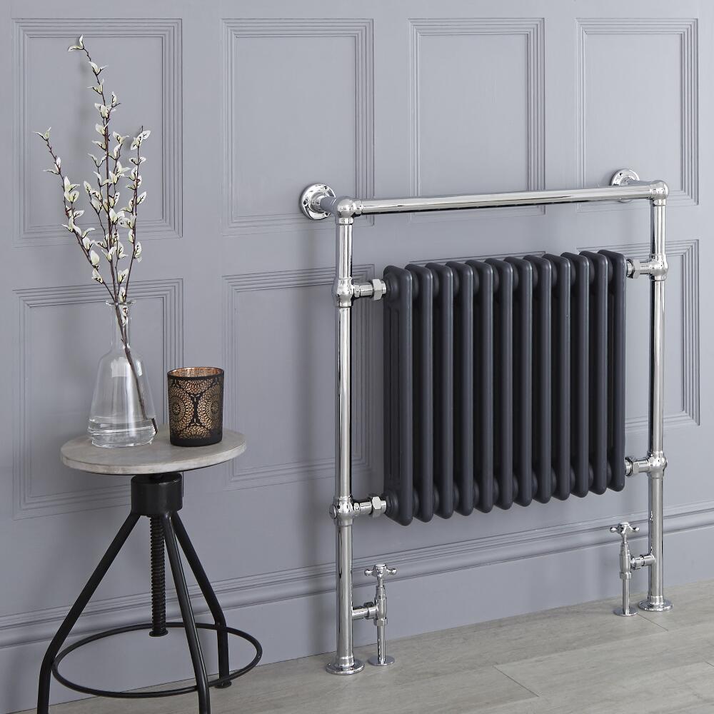 Avon Park Klassieke Handdoekradiator Chroom/Antraciet 93cm x 79cm x 15,5cm 1047Watt