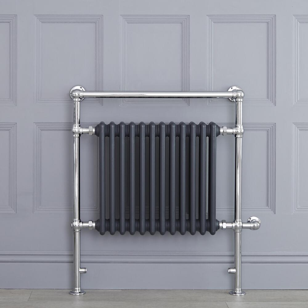 Avon Park Klassieke Elektrische Handdoekradiator Chroom/Antraciet 93cm x 79cm x 15,5cm