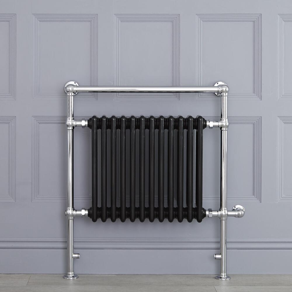 Avon Park Klassieke Elektrische Handdoekradiator Chroom/Zwart 93cm x 79cm x 15,5cm