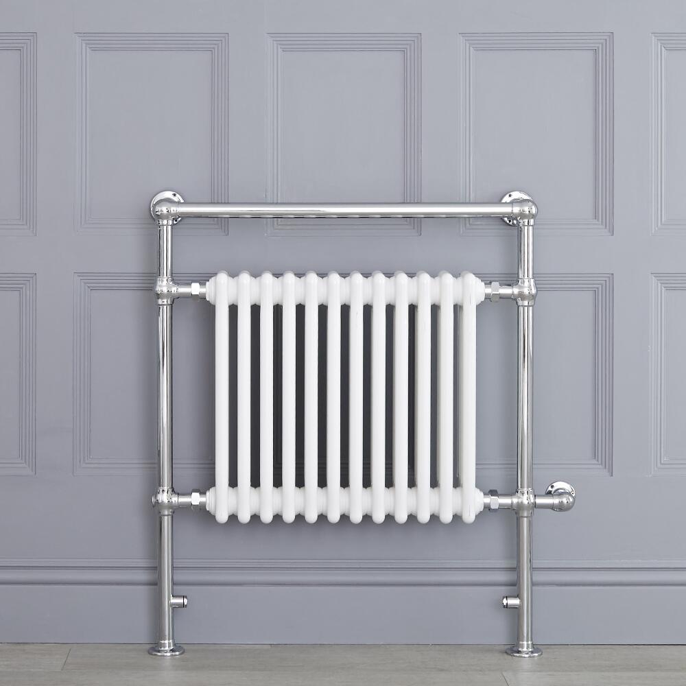 Avon Park Klassieke Elektrische Handdoekradiator Chroom / Wit 93cm x 79cm x 15,5cm